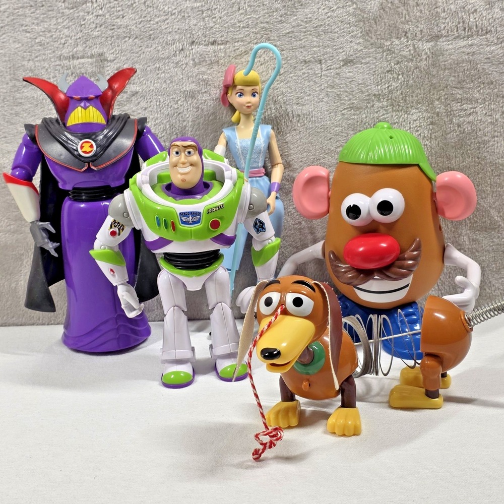 Disney Pixar Lot Of 5 Toy Story Figures Zurg, Buzz, Potato Head, Slinky, Bo Peep